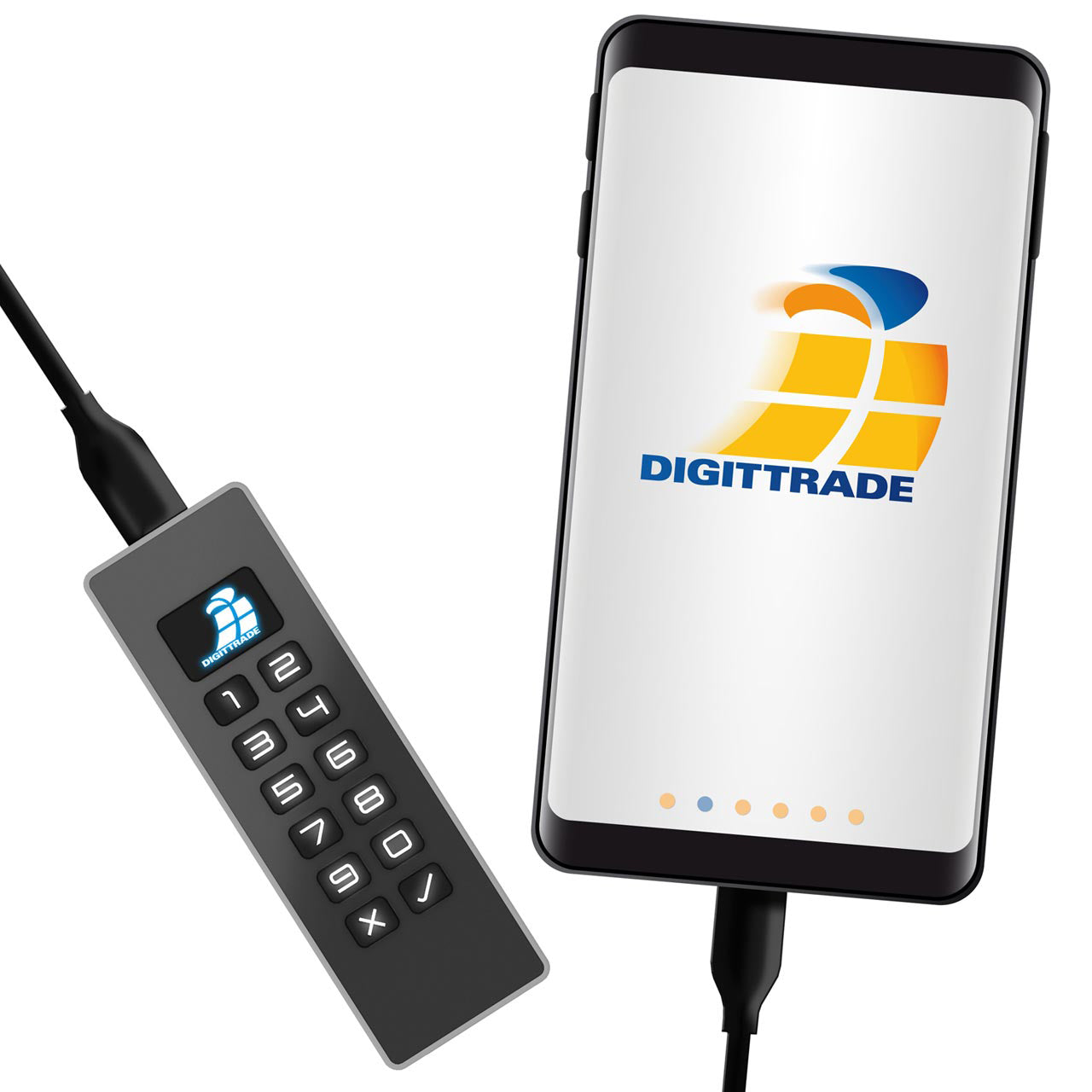 Der Kobra Stick, angeschlossen an einem Smartphone