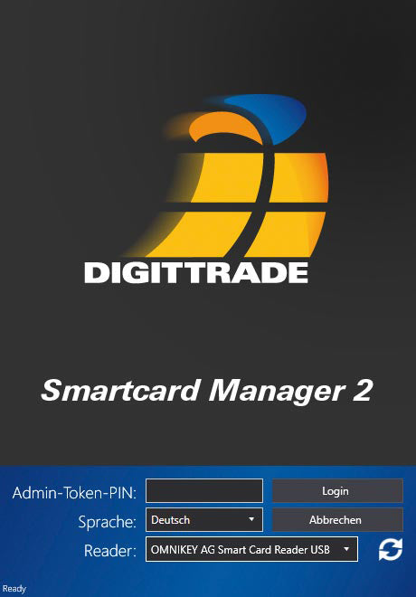 Screenshot: DIGITTRADE Smartcard Manager 2 Login-Menü